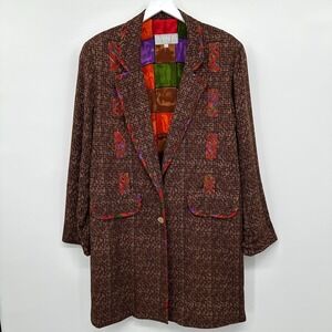 Vintage Platinum Dorothy Schoelen Blazer Jacket Large Shoulder Pads Earthy Artsy